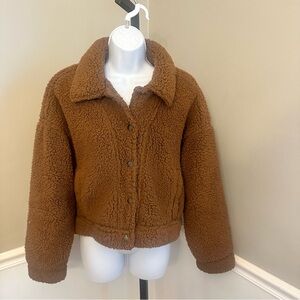 Bb Dakota Steve Madden Brown Sherpa Teddy Cropped Jacket size medium women’s